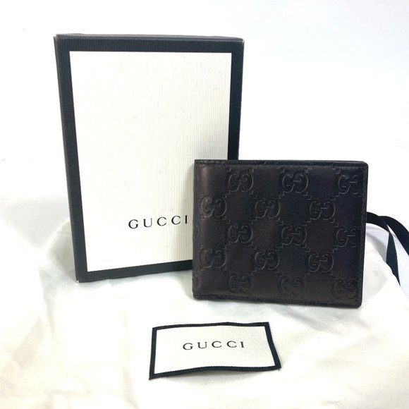 GUCCI 145754 Compact Wallet GG Guccissima Billfold Bi-fold Shima Leather Men's B - Picture 10 of 10